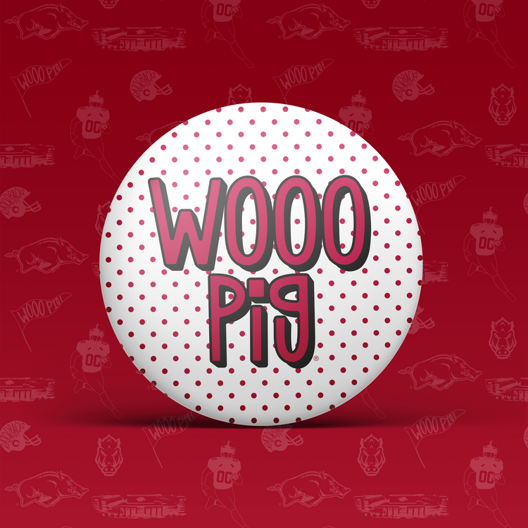 Wooo Pig Polka Dot Button