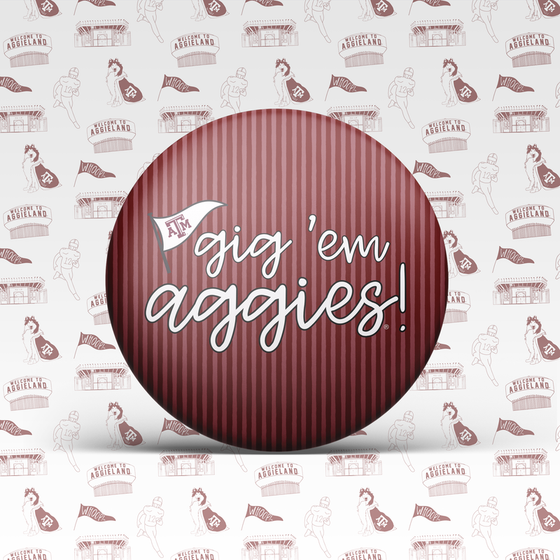 Gig 'Em Pinstripe Button