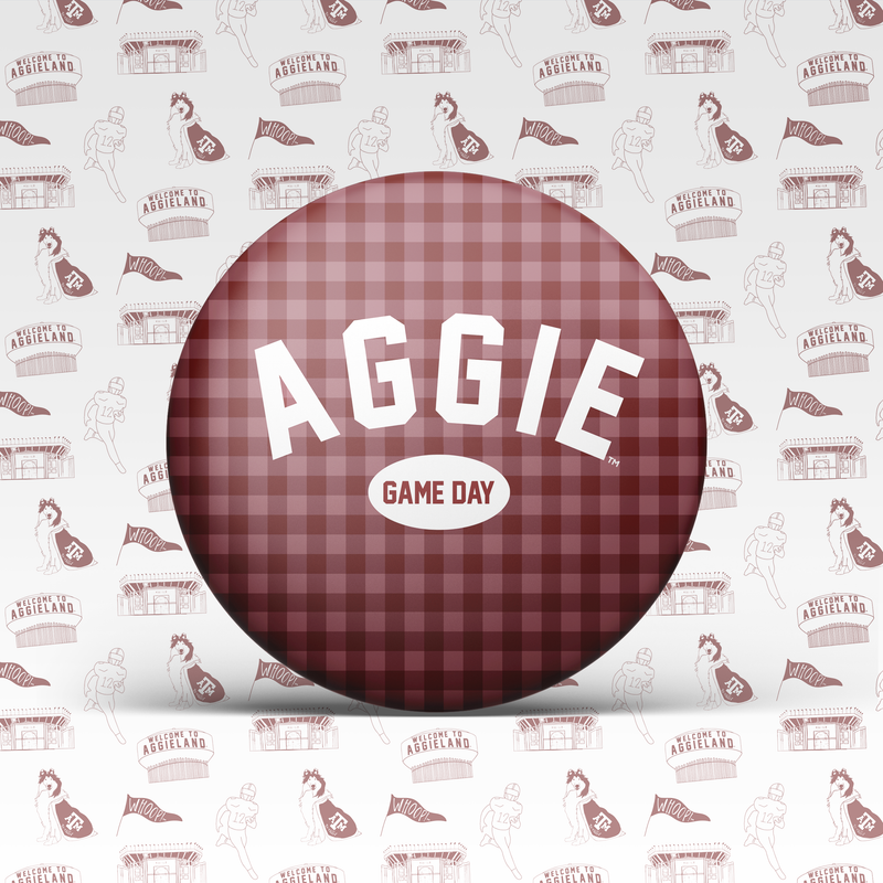 Aggie Game Day Gingham Button