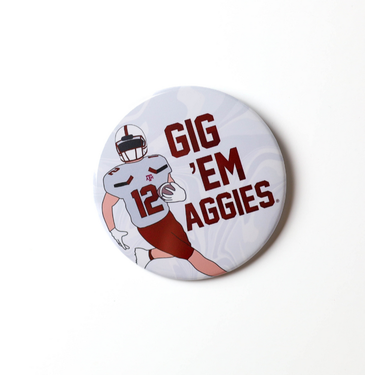 Gig 'Em Aggies Football Player Button