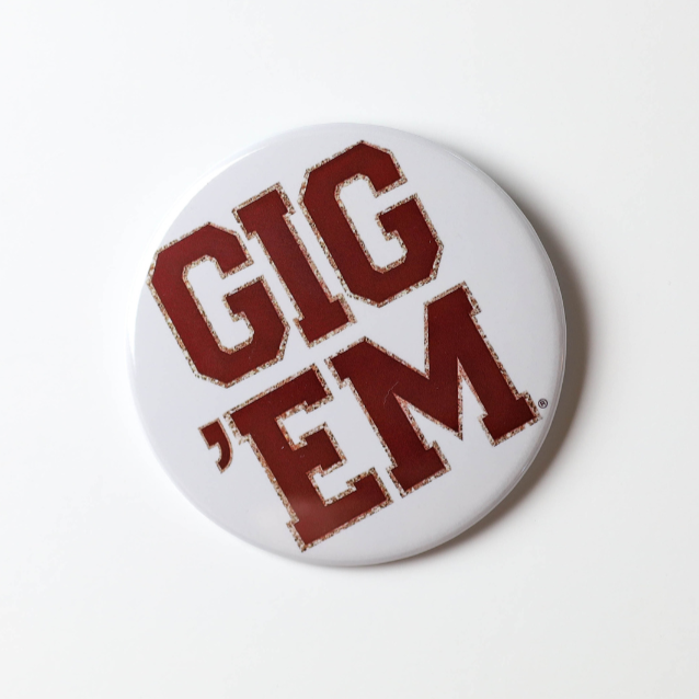 Gig 'Em Patch Letter Button