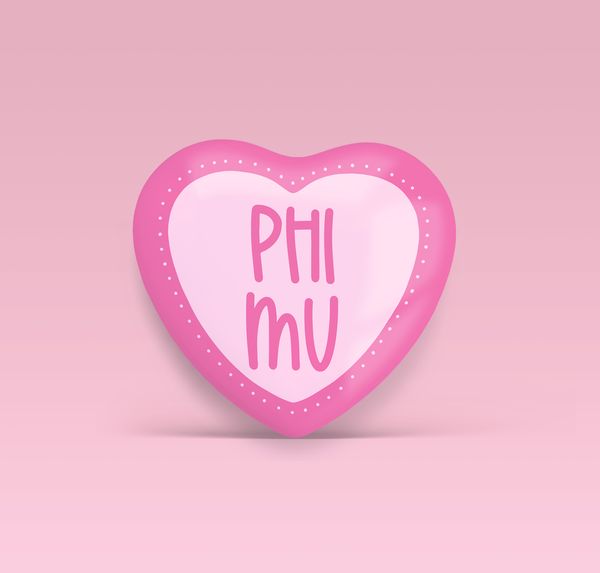 Phi Mu Heart Pinback Button