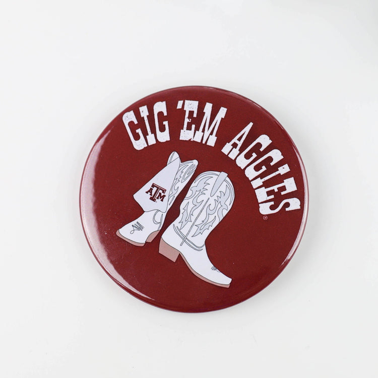 Gig 'Em Aggies Boots Button
