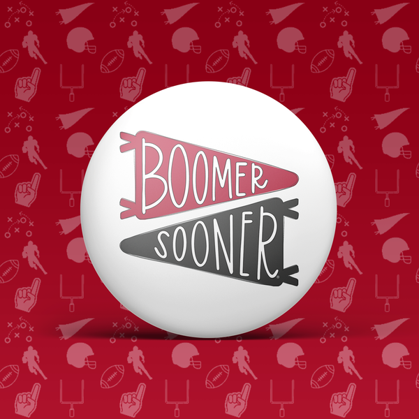 Boomer Sooner Pennant Flag Button