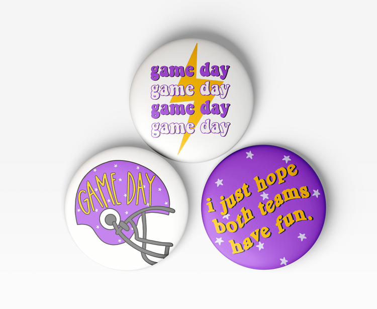 Purple & Gold Game Day Buttons