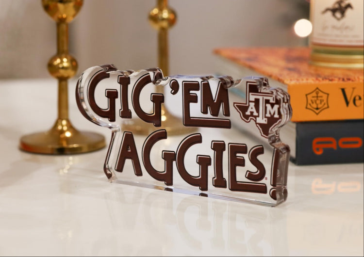 Gig 'Em Aggies Letter Acrylic Block Shelfie