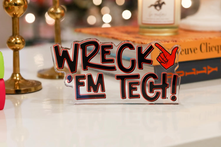 Wreck 'Em Tech Letter Acrylic Block Shelfie