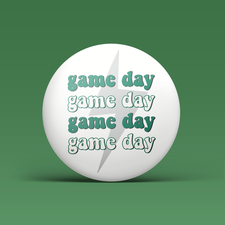 Game Day Lightning Bolt Button - Green