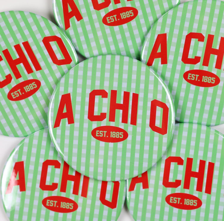 Alpha Chi Omega Gingham Button