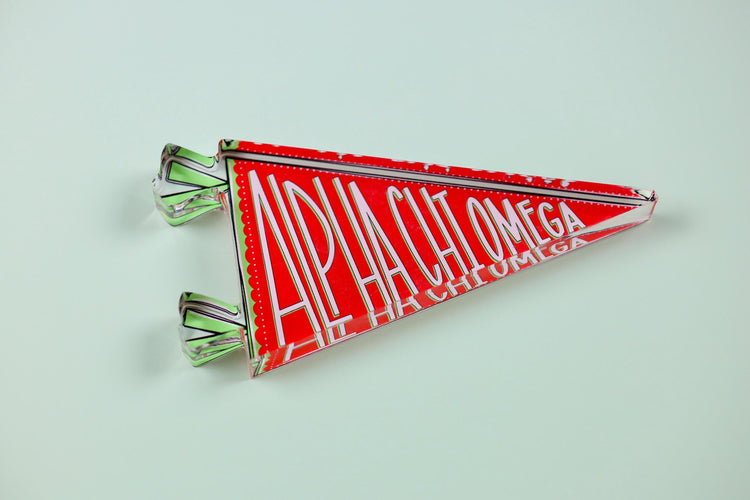 Alpha Chi Omega Acrylic Pennant Flag Shelfie