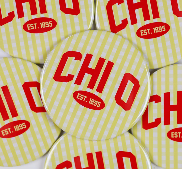 Chi Omega Gingham Button
