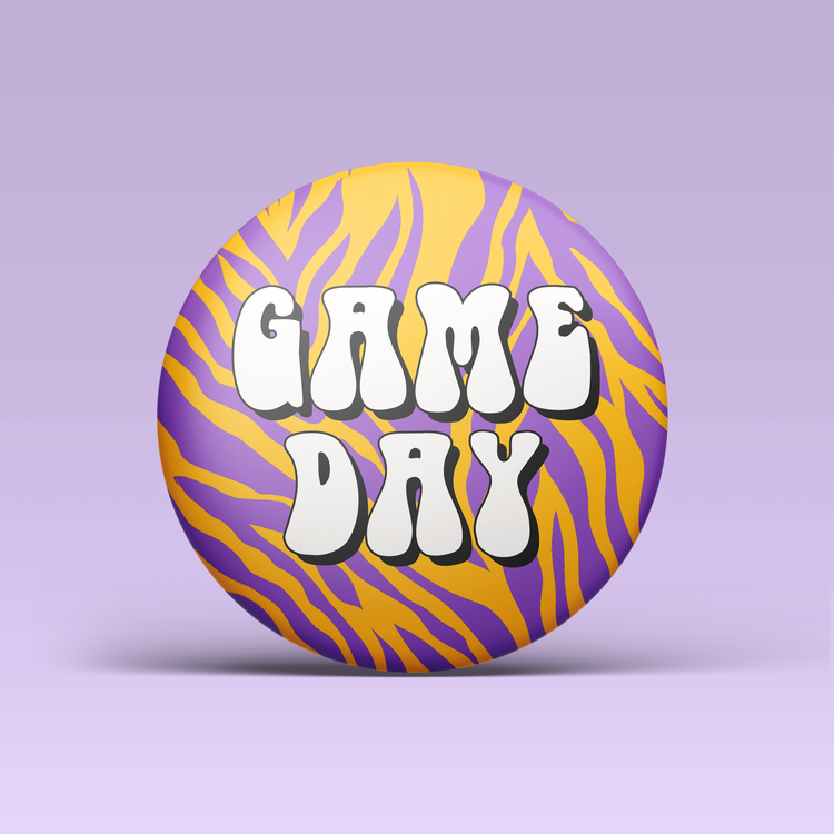 Zebra Game Day Buttons - Purple & Gold
