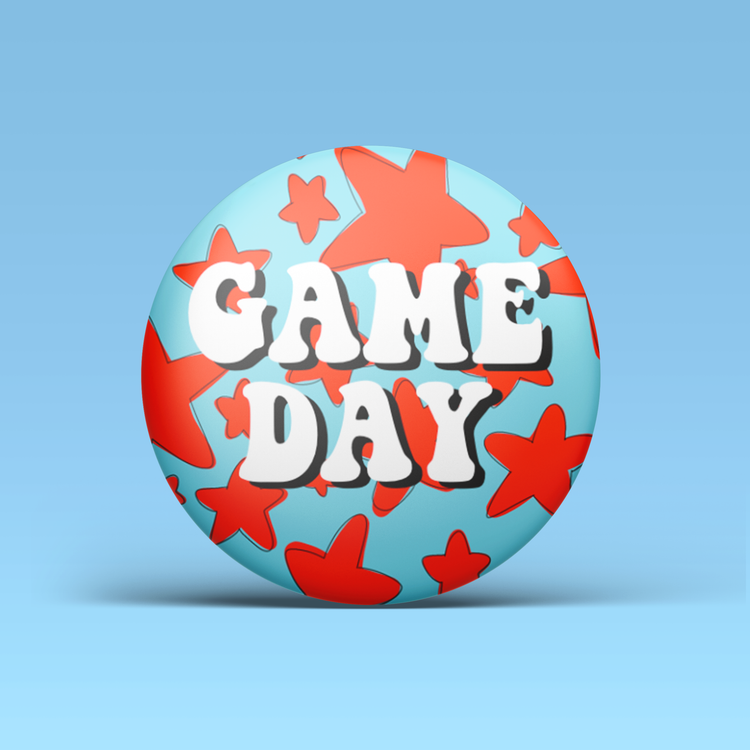 Game Day Stars Button - Blue & Red