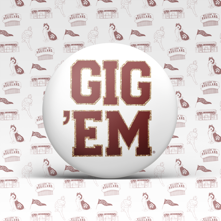 Gig 'Em Patch Letter Button
