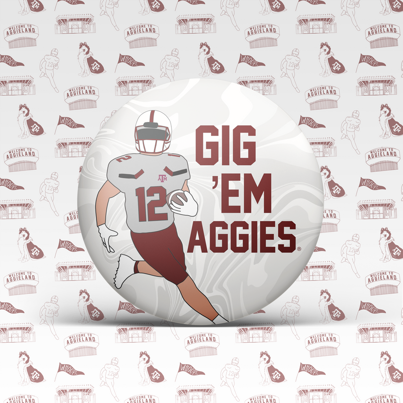 Gig 'Em Aggies Football Player Button