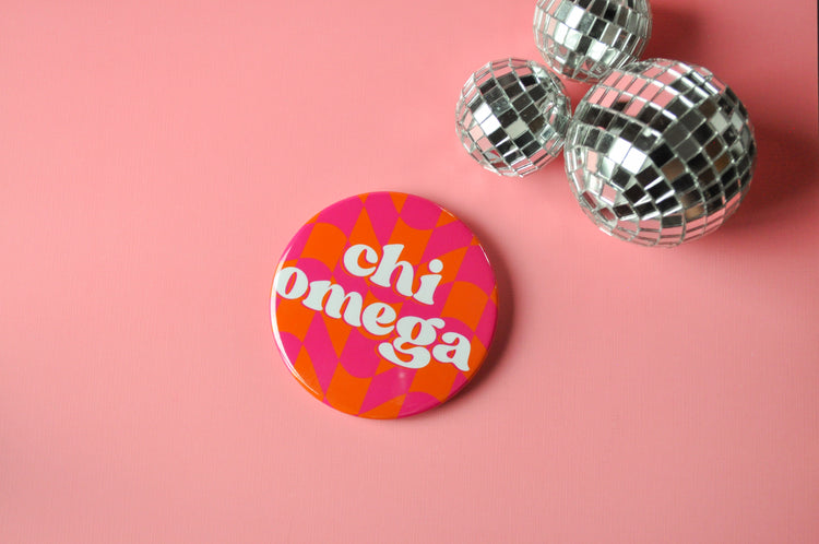 Chi Omega Checkered Button
