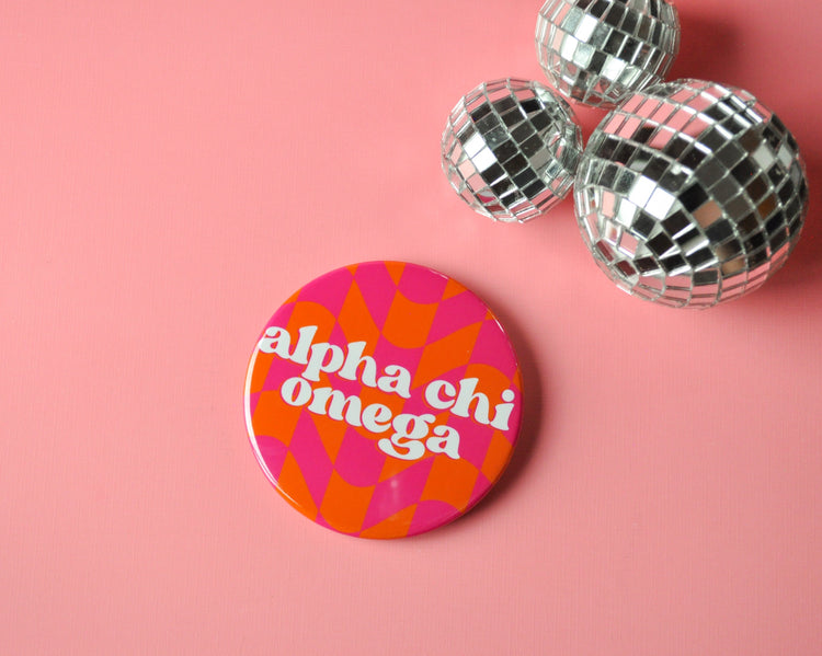 Alpha Chi Omega Checkered Button