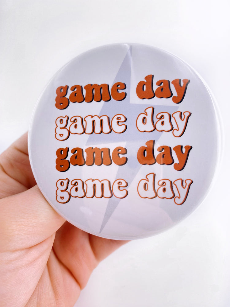 Game Day Lightning Bolt Button - Burnt Orange
