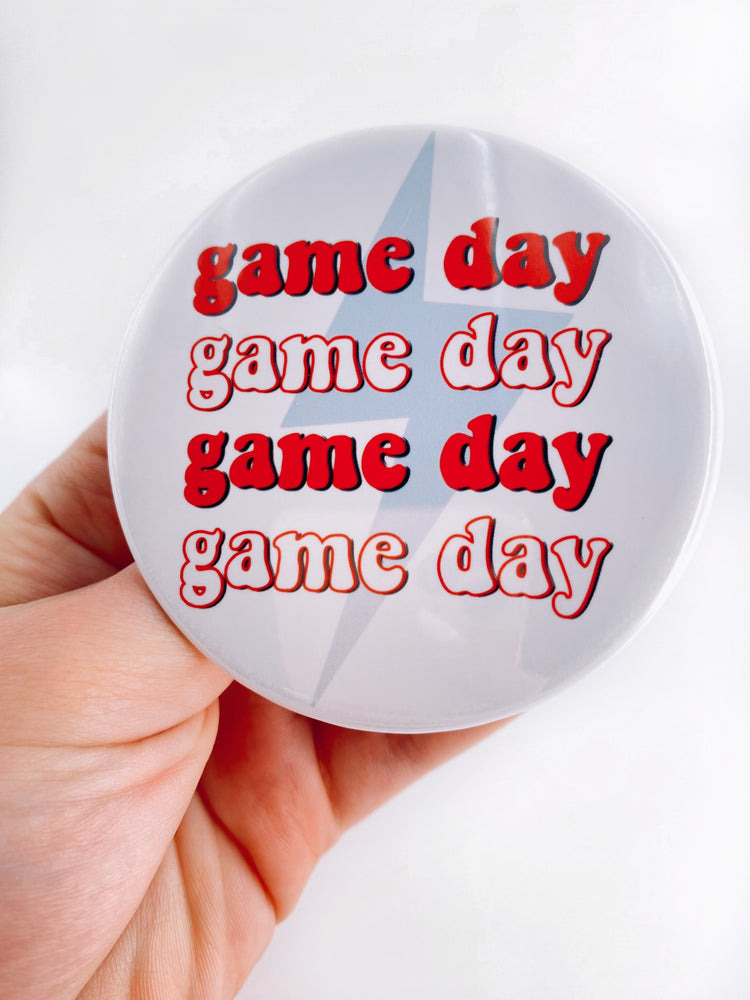 Game Day Lightning Bolt Button - Red