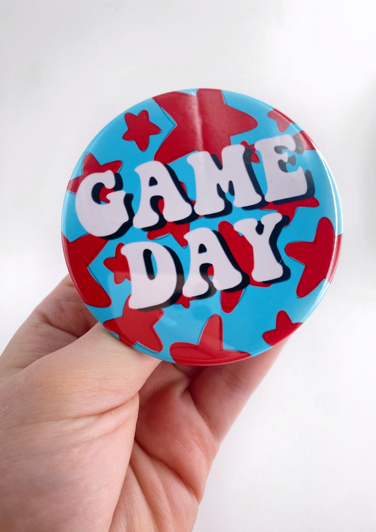 Game Day Stars Button - Blue & Red
