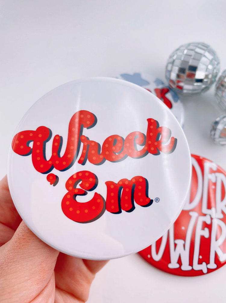 Wreck 'Em Polka Dots Button