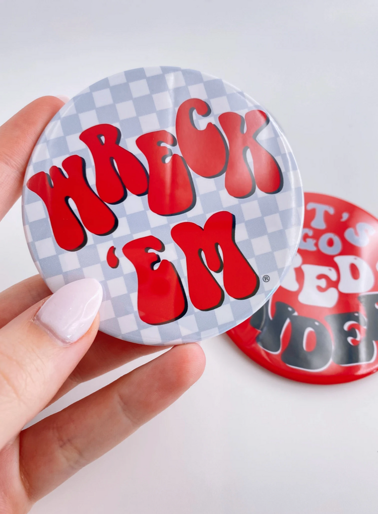Wreck 'Em Checkered Button