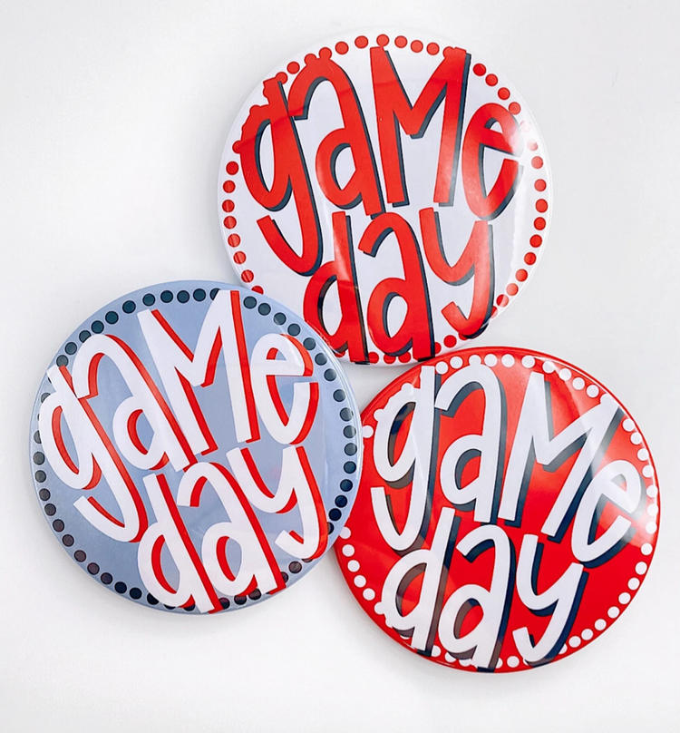 Polka Dot Game Day Button - Red