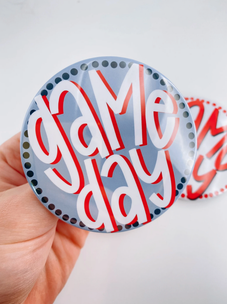 Polka Dot Game Day Button - Red