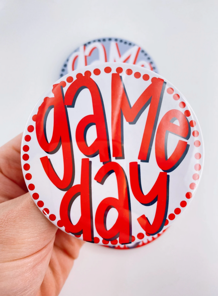 Polka Dot Game Day Button - Red