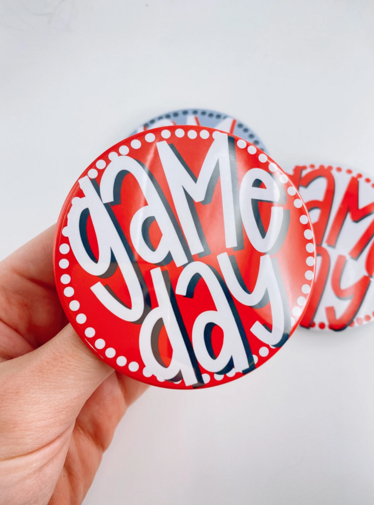 Polka Dot Game Day Button - Red