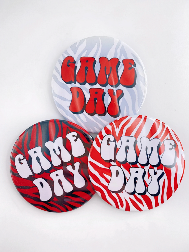 Zebra Game Day Button - Red