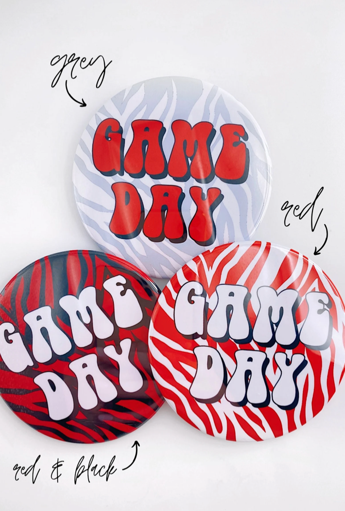 Zebra Game Day Button - Red