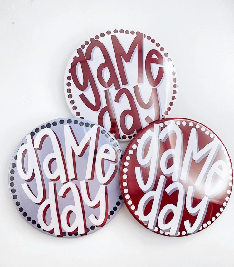 Polka Dot Game Day Button - Maroon