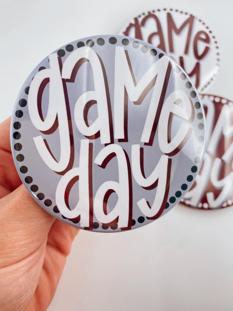 Polka Dot Game Day Button - Maroon