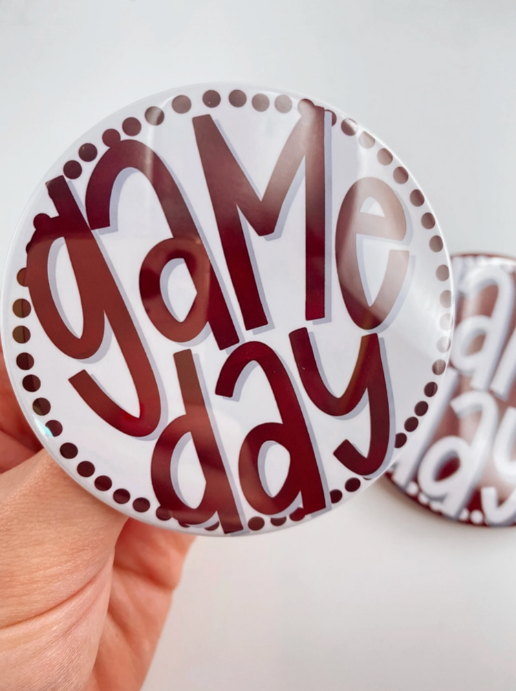 Polka Dot Game Day Button - Maroon
