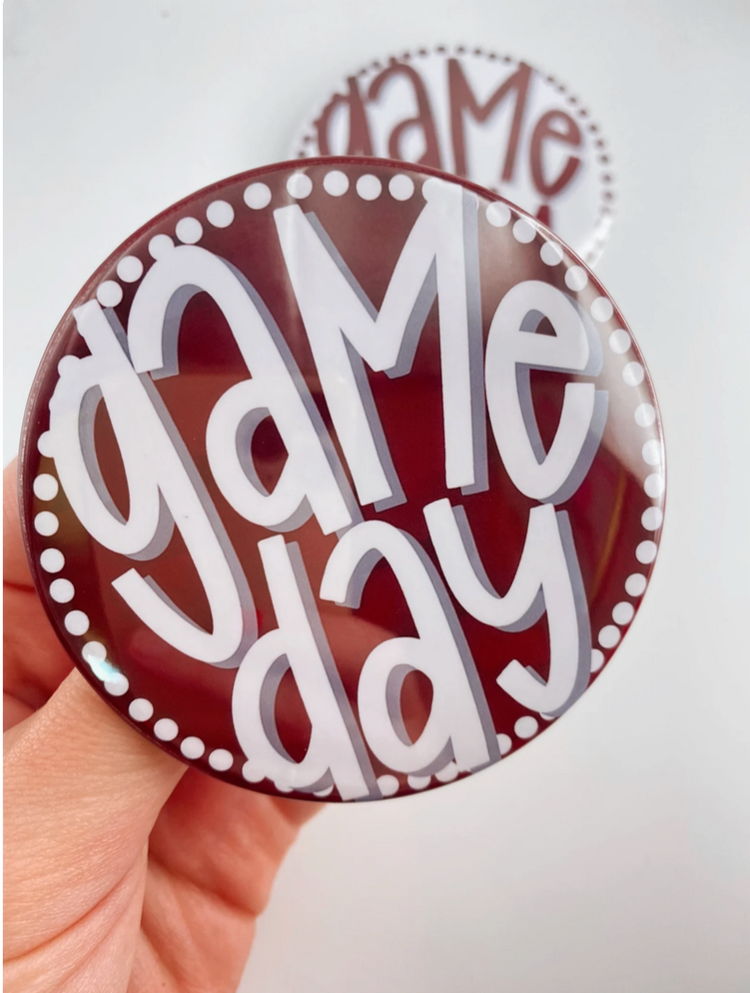 Polka Dot Game Day Button - Maroon