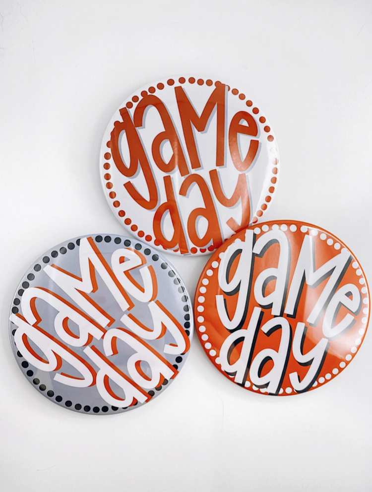 Polka Dot Game Day Button - Burnt Orange