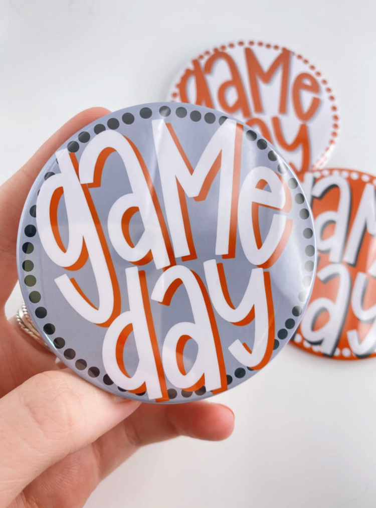 Polka Dot Game Day Button - Burnt Orange