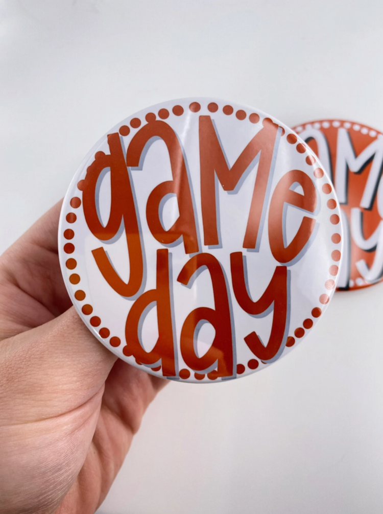 Polka Dot Game Day Button - Burnt Orange