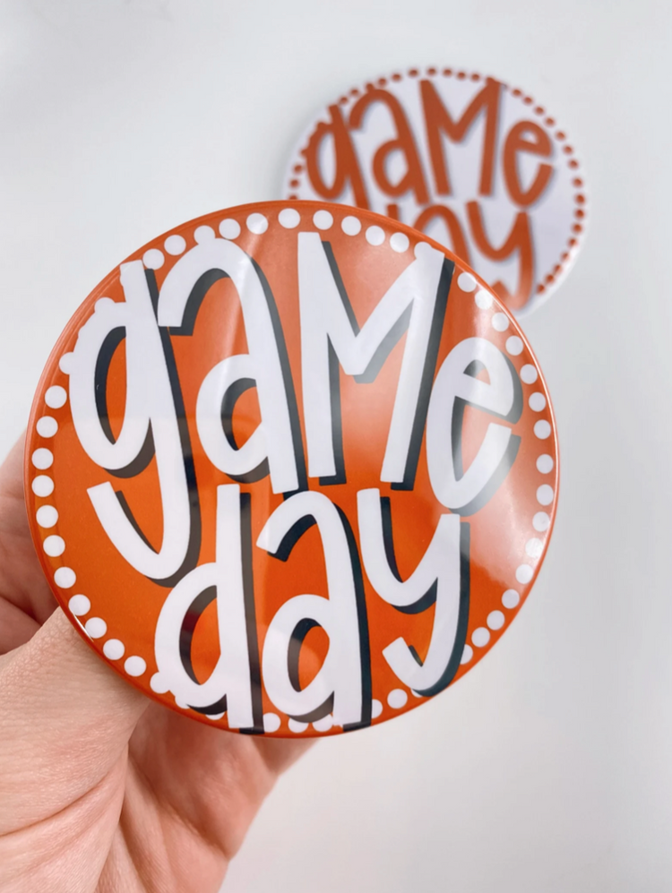 Polka Dot Game Day Button - Burnt Orange