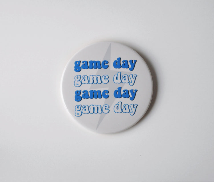 Game Day Lightning Bolt Button - Blue