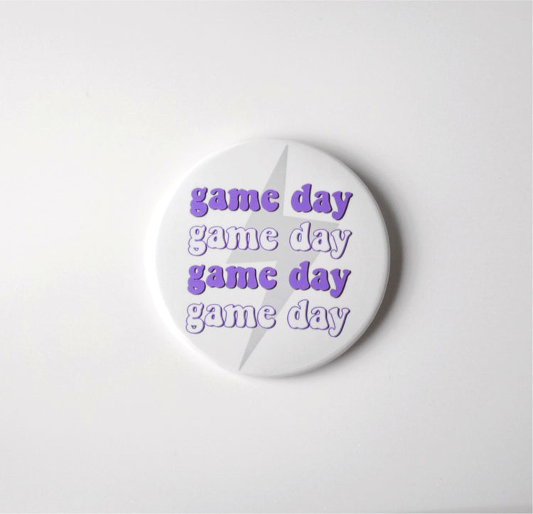 Game Day Lightning Bolt Button - Purple