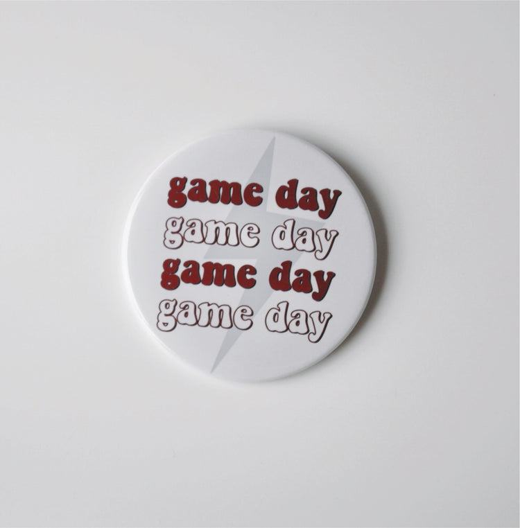 Game Day Lightning Bolt Button - Maroon