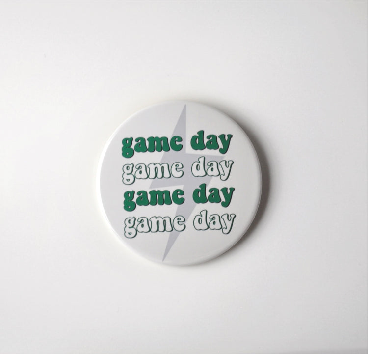 Game Day Lightning Bolt Button - Green