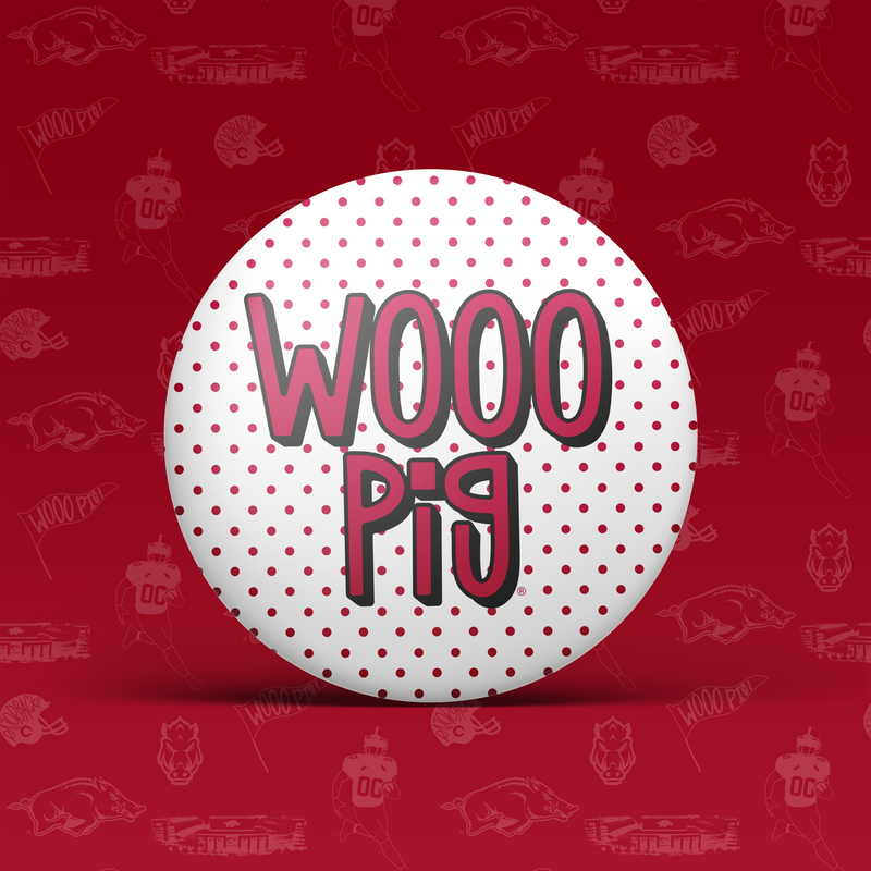 Wooo Pig Polka Dot Button