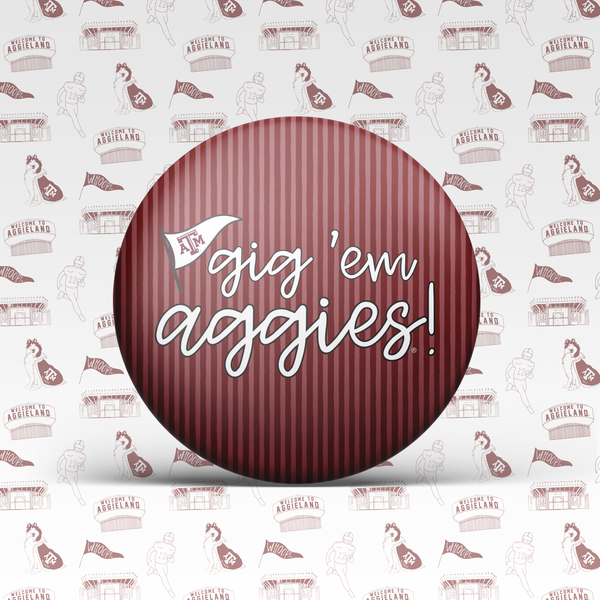 Gig 'Em Pinstripe Button