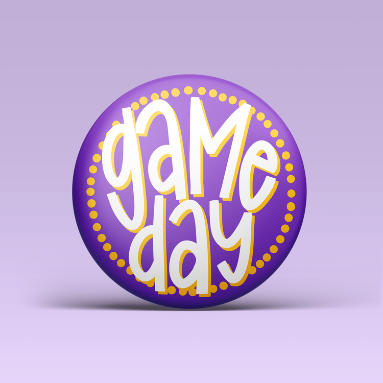 Polka Dot Game Day Buttons - Purple & Gold