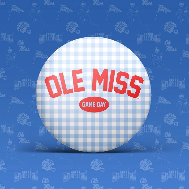 Ole Miss Game Day Gingham Button