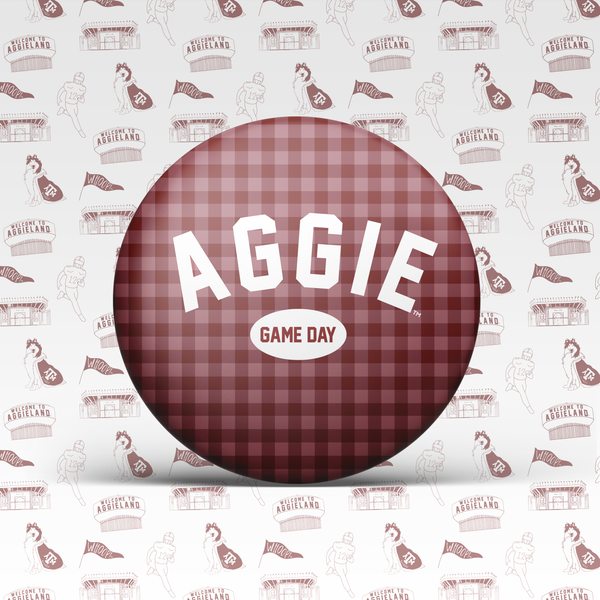 Aggie Game Day Gingham Button