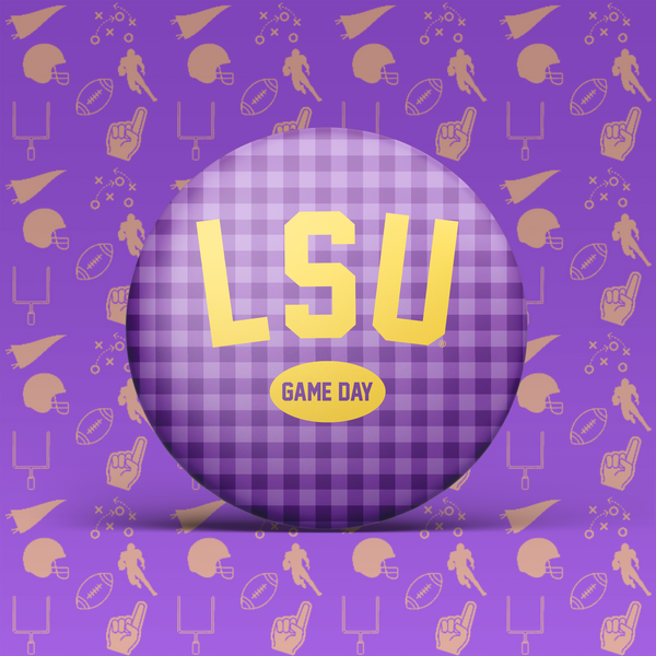 LSU Game Day Gingham Button